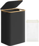 SONGMICS Szennyeskosár fedéllel, 90 l-es szennyestartó, 42 x 32 x 70, 5 cm, tintafekete
