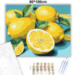  Friss citromok levelekkel - számfestő készlet - 80×100 cm (Keret nélkül)