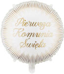  Fólia lufi elsőáldozásra, kerek, arany-fehér, 35x35 cm (FB357)