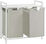 VASAGLE Szennyeskosár 2 rekesszel, fém kerettel, fehér és szürke színben