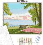  Nyugodt piknikasztal - számfestő készlet - 80×100 cm (Keretre feszítve)