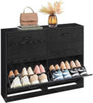 VASAGLE Cipősszekrény 4 lehajtható rekesszel 24 x 105, 5 x 83 cm, fekete