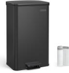 SONGMICS Konyhai szemetes 40l, nagy pedálos kuka fedéllel, 15 szemeteszsák mellékelve, fekete