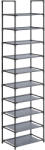SONGMICS 10 szintes cipőtartó, cipőállvány, 45 x 28 x 173 cm, fém váz, szürke