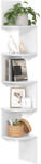 VASAGLE Sarokpolc falra szerelhető , 5 szintes lebegő sarokpolc 20x20x126 cm, fehér