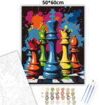  Vibráló sakkfigurák - számfestő készlet - 50×60 cm (Keretre feszítve)