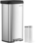 SONGMICS Konyhai szemetes, 68 literes pedálos kuka, ezüst-fekete