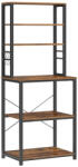 VASAGLE Tároló állvány, polcos konyhai tároló, 40x60x167 cm, rusztikus barna és fekete
