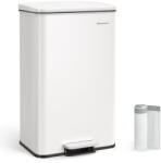 SONGMICS Konyhai szemetes 40l, nagy pedálos kuka 15 szemeteszsák mellékelve, fehér