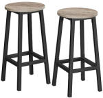 VASAGLE 2 db-os bárszék szett, magas konyhai székek, szürkés bézs és fekete