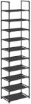 SONGMICS Cipőtartó állvány, 10 szintes, keskeny cipőtároló, 28x45x173 cm, fekete