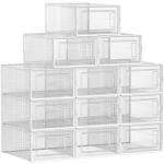 SONGMICS Cipődobozok, 12 darabos készlet, műanyag cipőrendező 44-es méretig, átlátszó-fehér