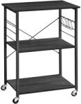 VASAGLE Kerekes konyhai állvány, tálaló kocsi ébenfekete