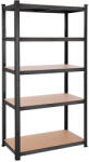 SONGMICS Nagy teherbírású salgó polc, fém tároló polc 50x100x200 cm, fekete