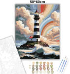  Viharos világítótorony - számfestő készlet - 50×60 cm (Keret nélkül)