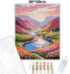  Aranyló folyókanyar - számfestő készlet - 80×100 cm (Keretre feszítve)