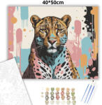  Energikus leopárd tekintet - számfestő készlet - 40×50 cm (Keretre feszítve)