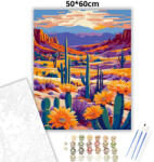  Tüzes sivatagi kaktuszok - számfestő készlet - 50×60 cm (Keretre feszítve)