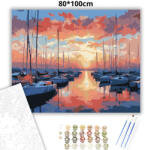  Naplementés kikötő - számfestő készlet - 80×100 cm (Keret nélkül)