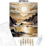  Aranyló napkorong - számfestő készlet - 40×50 cm (Keretre feszítve)