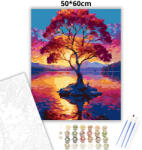  Magányos fa a tó közepén - számfestő készlet - 50×60 cm (Keret nélkül)