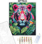  Vibráló tigris tekintete - számfestő készlet - 60×70 cm (Keretre feszítve)