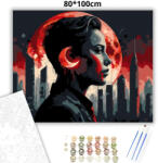  Vörös Hold profil - számfestő készlet - 80×100 cm (Keret nélkül)