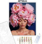  Álomszerű bazsarózsa koszorú - számfestő készlet - 40×50 cm (Keretre feszítve)
