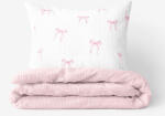 Goldea gyermek krepp ágyneműhuzat duo - rózsaszín masnik, púderrózsaszín hátoldal 140 x 200 és 70 x 90 cm