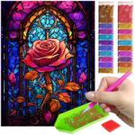 Artulio Gyémánt hímzés gyerekeknek mozaik diamond painting 5D ólomüveg rózsa (Haft Diamentowy diamond painting Mozaika 5d)