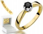 ZŁOCISTO Sárga Arany Gyűrű Fekete Gyémánt Eljegyzési Gravírozás 585 Ajándék (DLA DZIEWCZYNY NARZECZONEJ)
