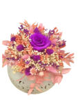 Eventissimi® Aranjament Floral cu Trandafir Criogenat si Plante Naturale Uscate in vas Ceramic Multicolor, Eventissimi (AF-001)