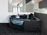 MAXISHOP Italia Collection Cada de colt LED cu hidromasaj MARTINICA 214 x 155 cm Negru