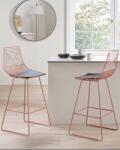 MAXISHOP Italia Collection Set de 2 scaune de bar BISBEE Metal Roz auriu