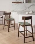 MAXISHOP Italia Collection Set de 2 scaune de bar ISANTI Lemn Maro inchis Verde