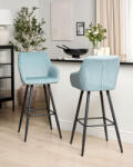 MAXISHOP Italia Collection Set de 2 scaune de bar CASMALIA Catifea Albastru deschis