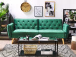 MAXISHOP Italia Collection Canapea extensibila cu 2 locuri BARDU Catifea Verde inchis Canapea