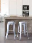 MAXISHOP Italia Collection Set de 2 scaune de bar CABRILLO Metal Alb