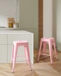 MAXISHOP Italia Collection Set de 2 scaune de bar CABRILLO Metal Roz