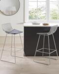 MAXISHOP Italia Collection Set de 2 scaune de bar FREDONIA Metal Argintiu