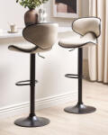 MAXISHOP Italia Collection Set de 2 scaune de bar CONWAY Piele ecologica Pivotant Bej deschis