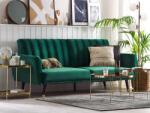 MAXISHOP Italia Collection Canapea extensibila cu 3 locuri VIMMERBY Catifea Verde smarald Canapea
