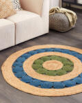 MAXISHOP Italia Collection Covor HOVIT Verde Albastru o 140 cm Iuta Covor