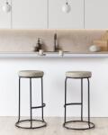MAXISHOP Italia Collection Set de 2 scaune de bar MILROY Piele ecologica Gri deschis