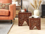 MAXISHOP Italia Collection Set de 2 mese laterale SHUKUR Maro inchis Masa de cafea