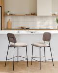MAXISHOP Italia Collection Set de 2 scaune de bar DUETTE In sintetic Taupe