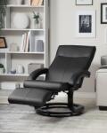 MAXISHOP Italia Collection Fotoliu cu recliner MIGHT Suport pentru picioare retractabil Piele ecologica Negru