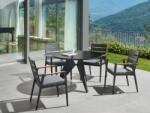 MAXISHOP Italia Collection Masa dining de exterior OLMETTO 83 cm 110 cm Sticla Negru