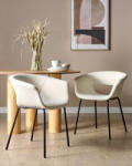MAXISHOP Italia Collection Set de 2 scaune dining ELMA Boucle Alb-murdar
