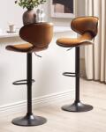 MAXISHOP Italia Collection Set de 2 scaune de bar CONWAY Piele ecologica Pivotant Maro auriu